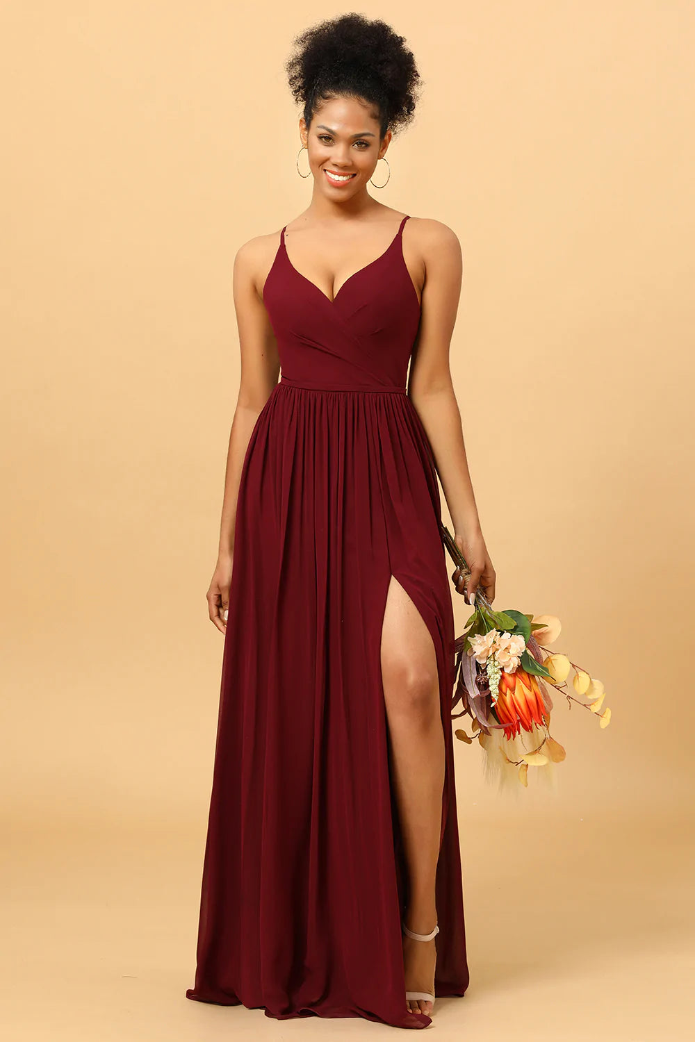 A-Línea Vestido de Dama de Honor Borgoña
