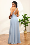 Vestido de dama de honor halter azul