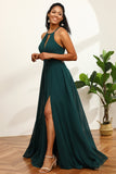 Vestido de dama de honor sin mangas halter verde