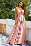 Vestido de fiesta de satén rosa