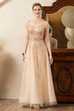 Vestido de Madrina Con Cuentas Dorado