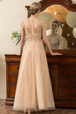 Vestido de Madrina Con Cuentas Dorado