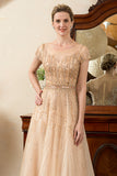 Vestido de Madrina Con Cuentas Dorado