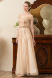 Vestido de Madrina Con Cuentas Dorado