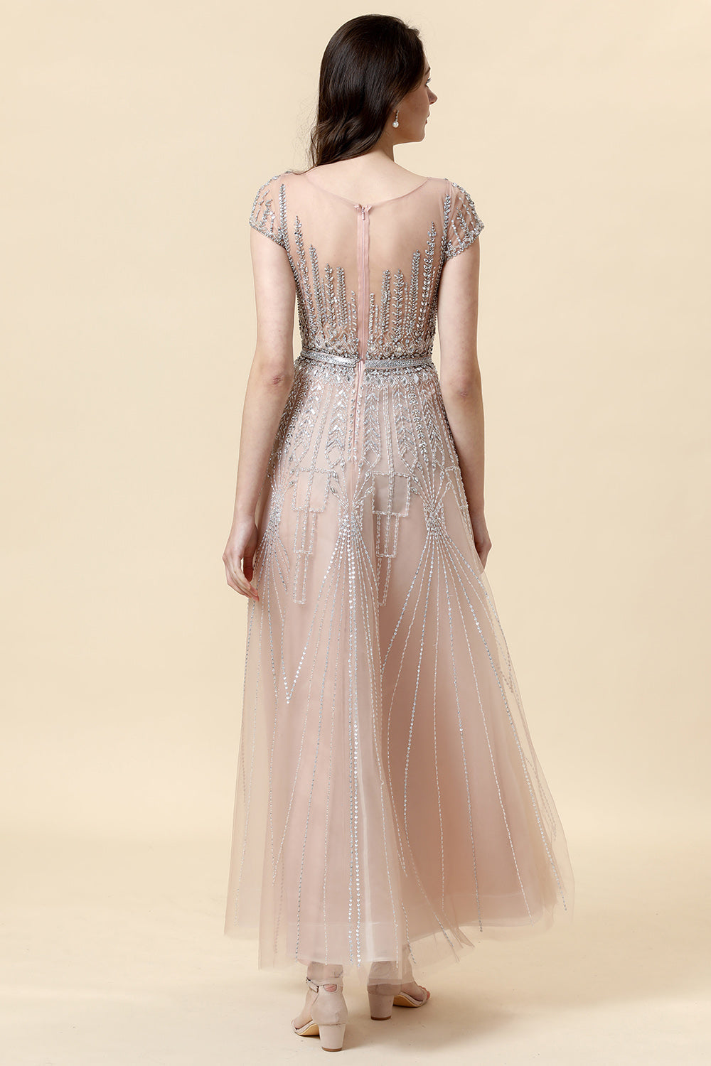 Rosa Tul Vestido de Fiesta A Línea