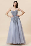 Gris Tul Vestido de Fiesta