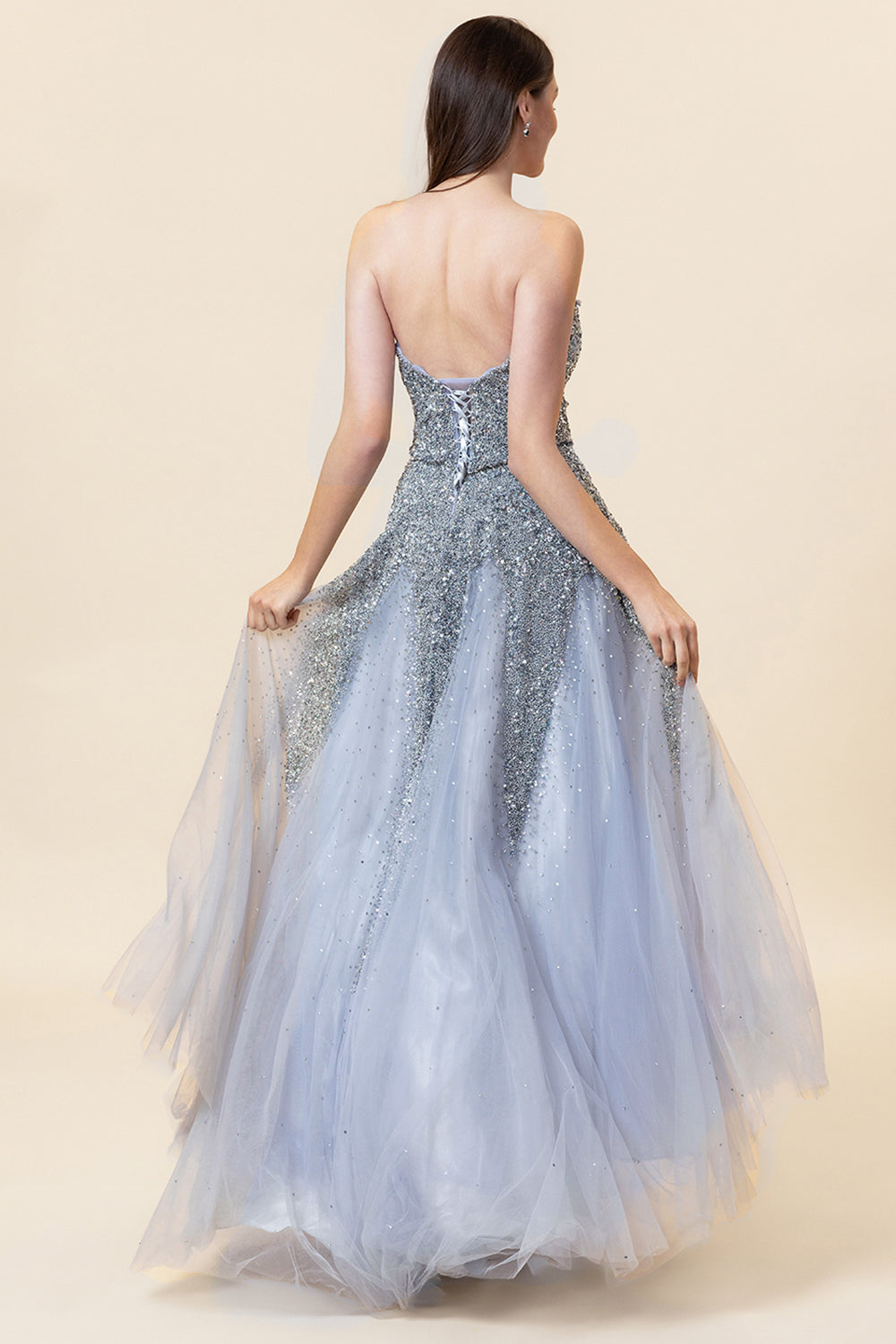 Gris Tul Vestido de Fiesta