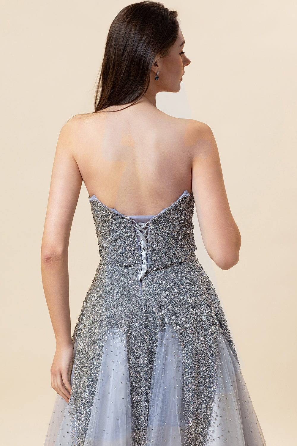 Gris Tul Vestido de Fiesta