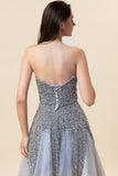 Gris Tul Vestido de Fiesta