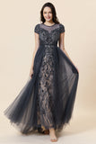 Vestido de Fiesta Con Cuentas Gris