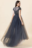 Vestido de Fiesta Con Cuentas Gris