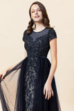 Vestido de Graduación Con Cuentas Gris Oscuro