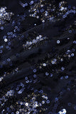 Vestido de noche azul marino con lentejuelas