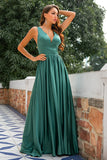 Vestido de fiesta con cuello en V verde
