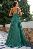 Vestido de fiesta con cuello en V verde