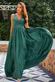 Vestido de fiesta con cuello en V verde