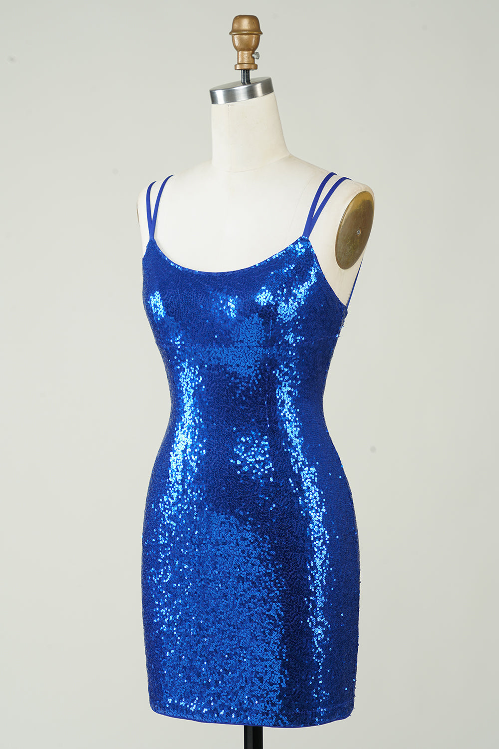Royal Blue Tight Selentejuelas Vestido sin espalda Homecoming