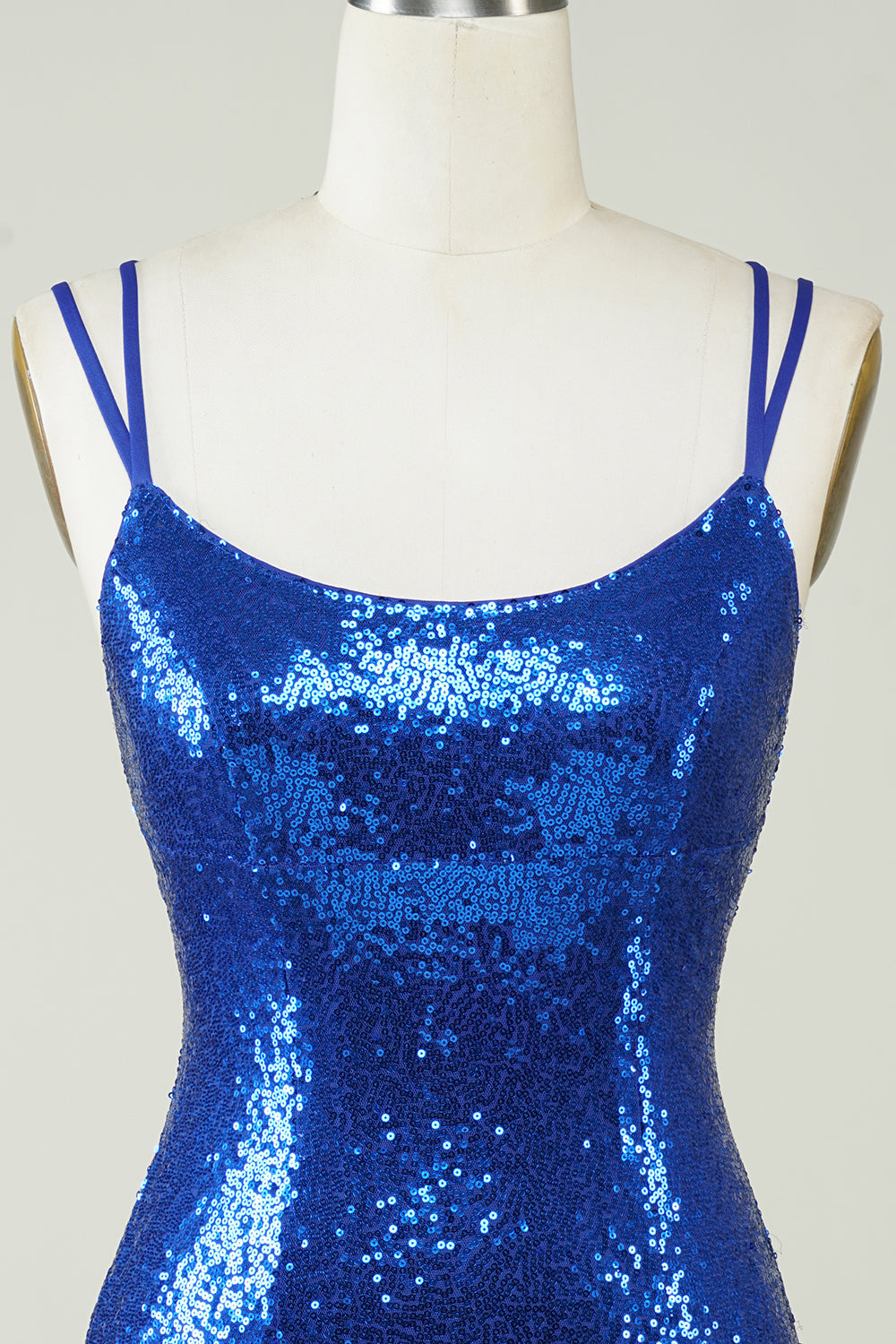 Royal Blue Tight Selentejuelas Vestido sin espalda Homecoming