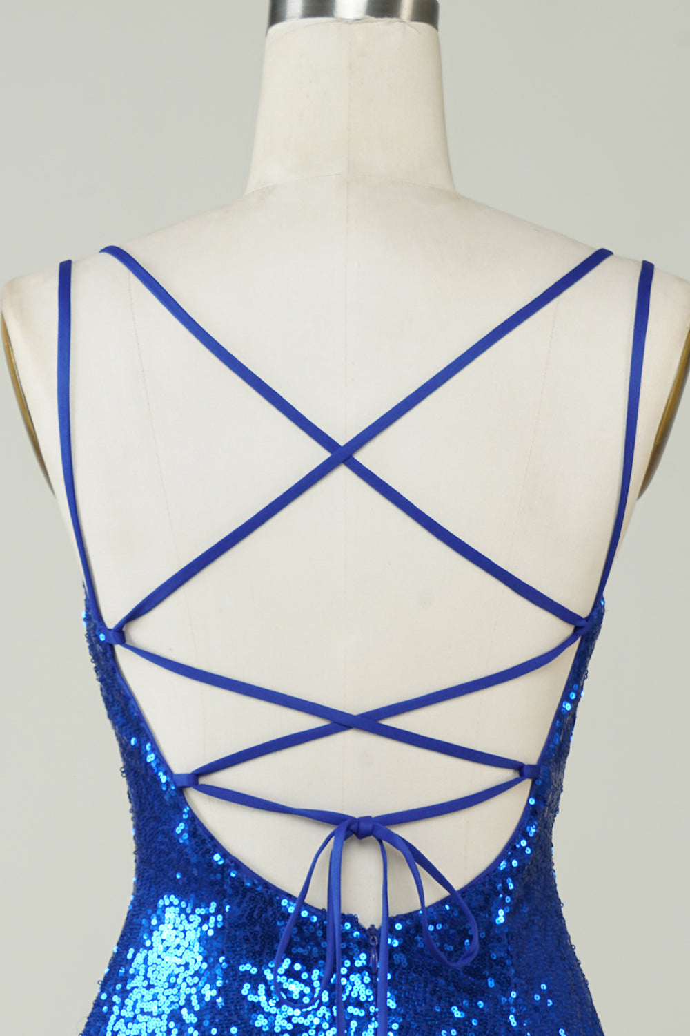 Royal Blue Tight Selentejuelas Vestido sin espalda Homecoming