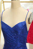 Azul Lentejuelas Ajustado Vestido Corto de Graduación