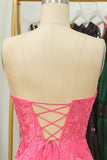 Ajustado Rosa Vestido corto de cóctel con apliques