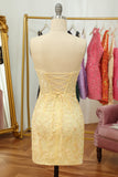 Ajustado Rosa Vestido corto de cóctel con apliques