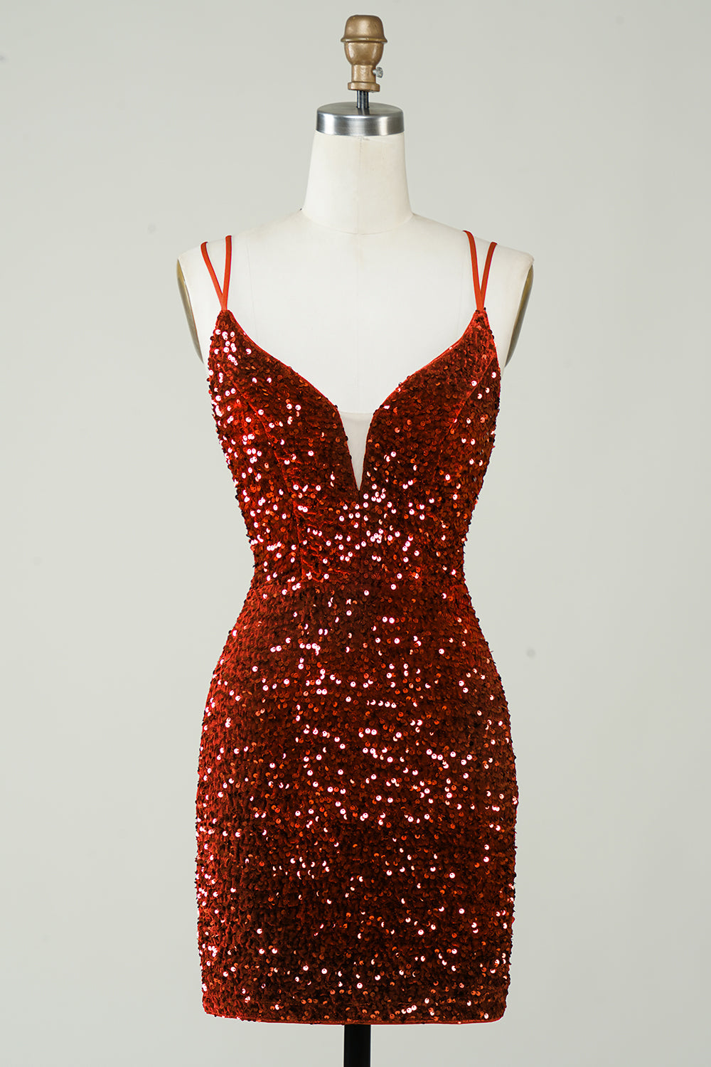 Vaina Royal Blue Sequins Vestido corto de bienvenida con Criss Cross Back
