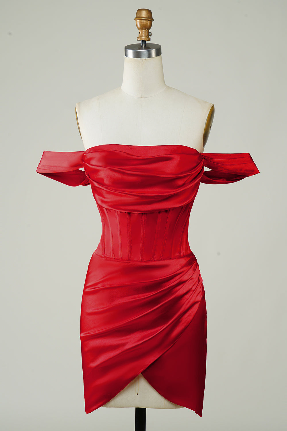 Rojo Fuera del Hombre Vestido Corto Asimétrico