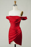 Rojo Fuera del Hombre Vestido Corto Asimétrico