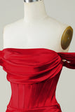 Rojo Fuera del Hombre Vestido Corto Asimétrico
