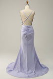 Vestido de Graduación Sirena Cuentas Lila