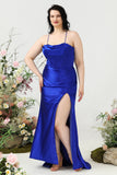 Tirantes de Espagueti Azul Real Vestido de Fiesta