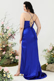 Tirantes de Espagueti Azul Real Vestido de Fiesta
