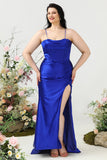 Tirantes de Espagueti Azul Real Vestido de Fiesta
