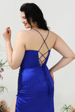 Tirantes de Espagueti Azul Real Vestido de Fiesta
