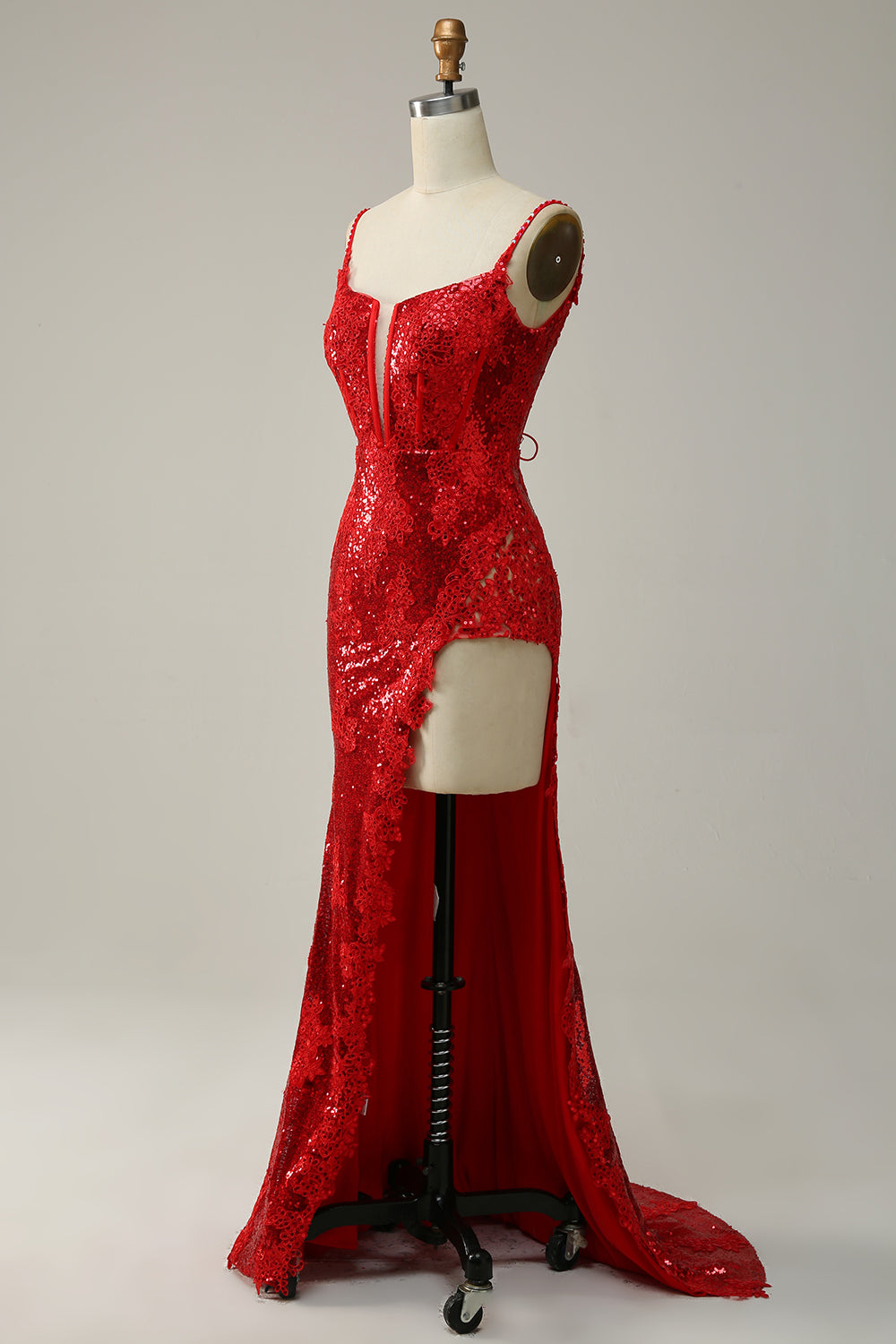 Tirantes de Espagueti Rojo Vestido de Fiesta