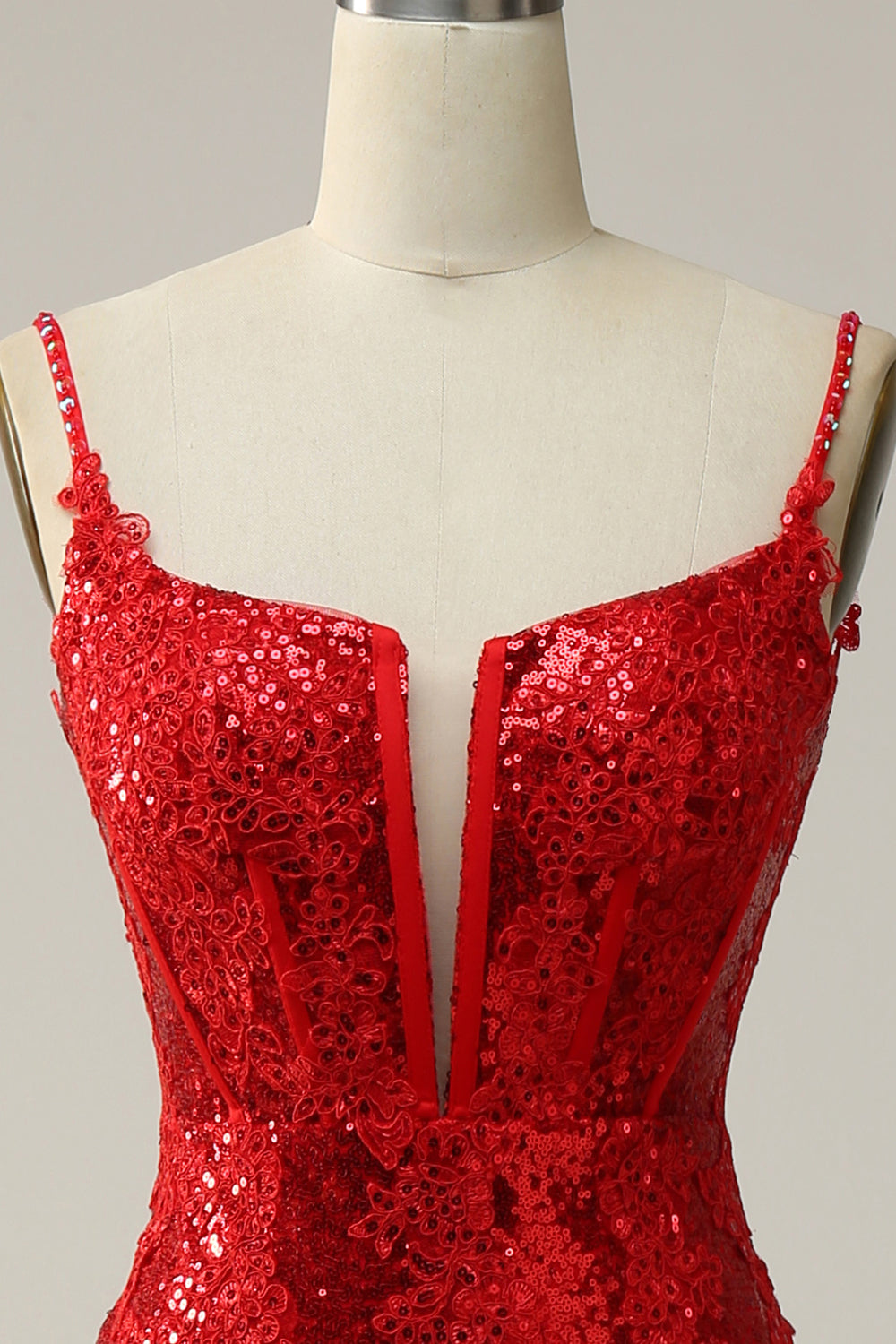 Tirantes de Espagueti Rojo Vestido de Fiesta