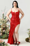 Sirena Rojo Tirantes de Espagueti Vestido de Fiesta