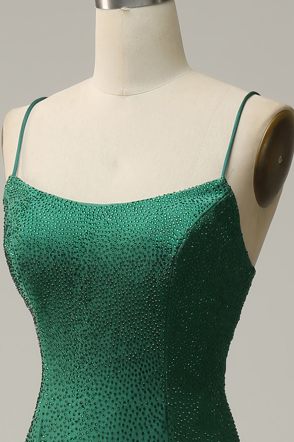 Sirena Tirantes de Espagueti Vestido de Noche Verde Oscuro