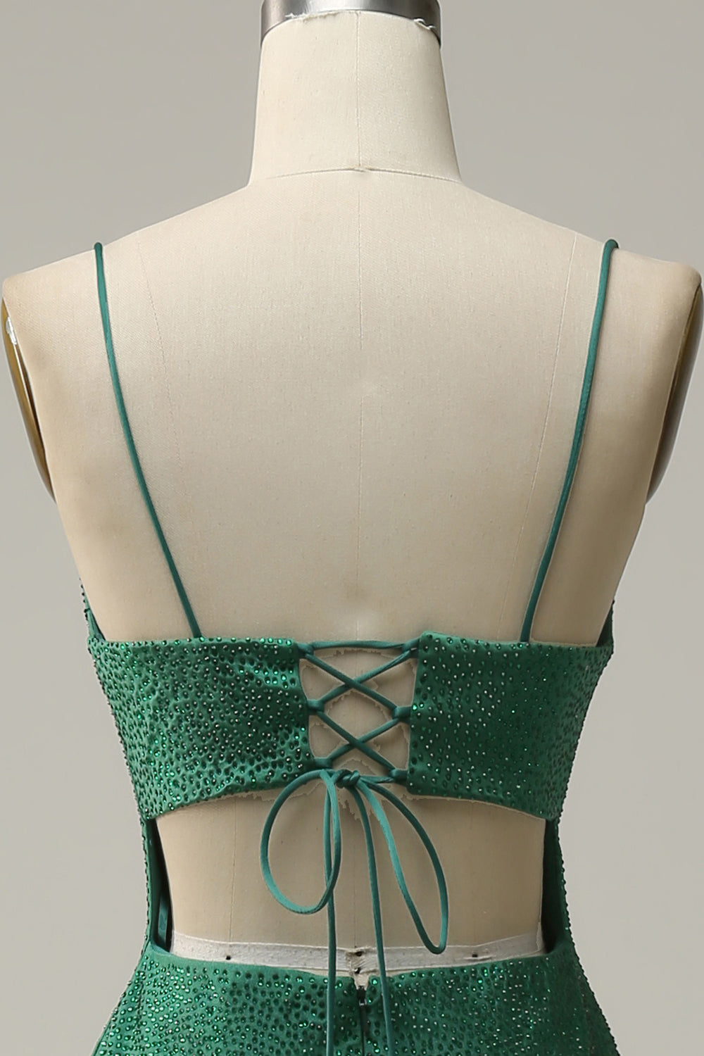 Sirena Tirantes de Espagueti Vestido de Noche Verde Oscuro