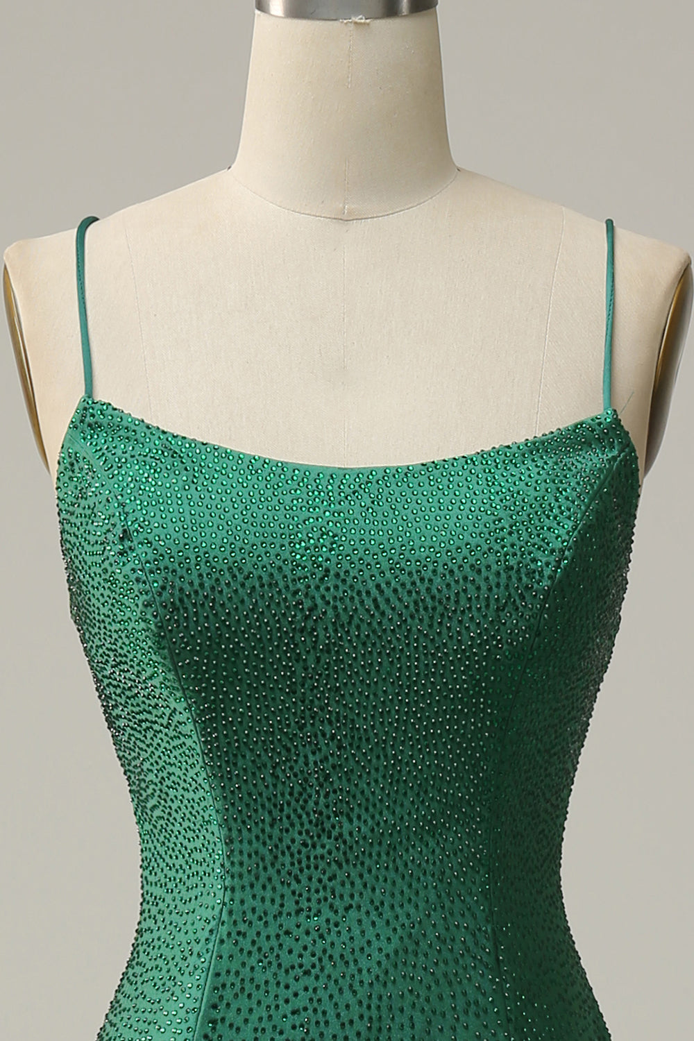 Sirena Tirantes de Espagueti Vestido de Noche Verde Oscuro
