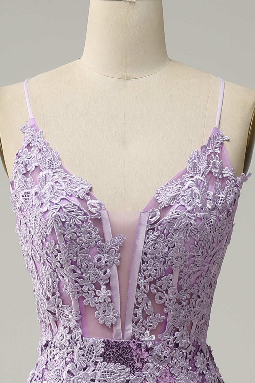 Sirena Tirantes de Espagueti Púrpura Vestido de Fiesta Con Apliques