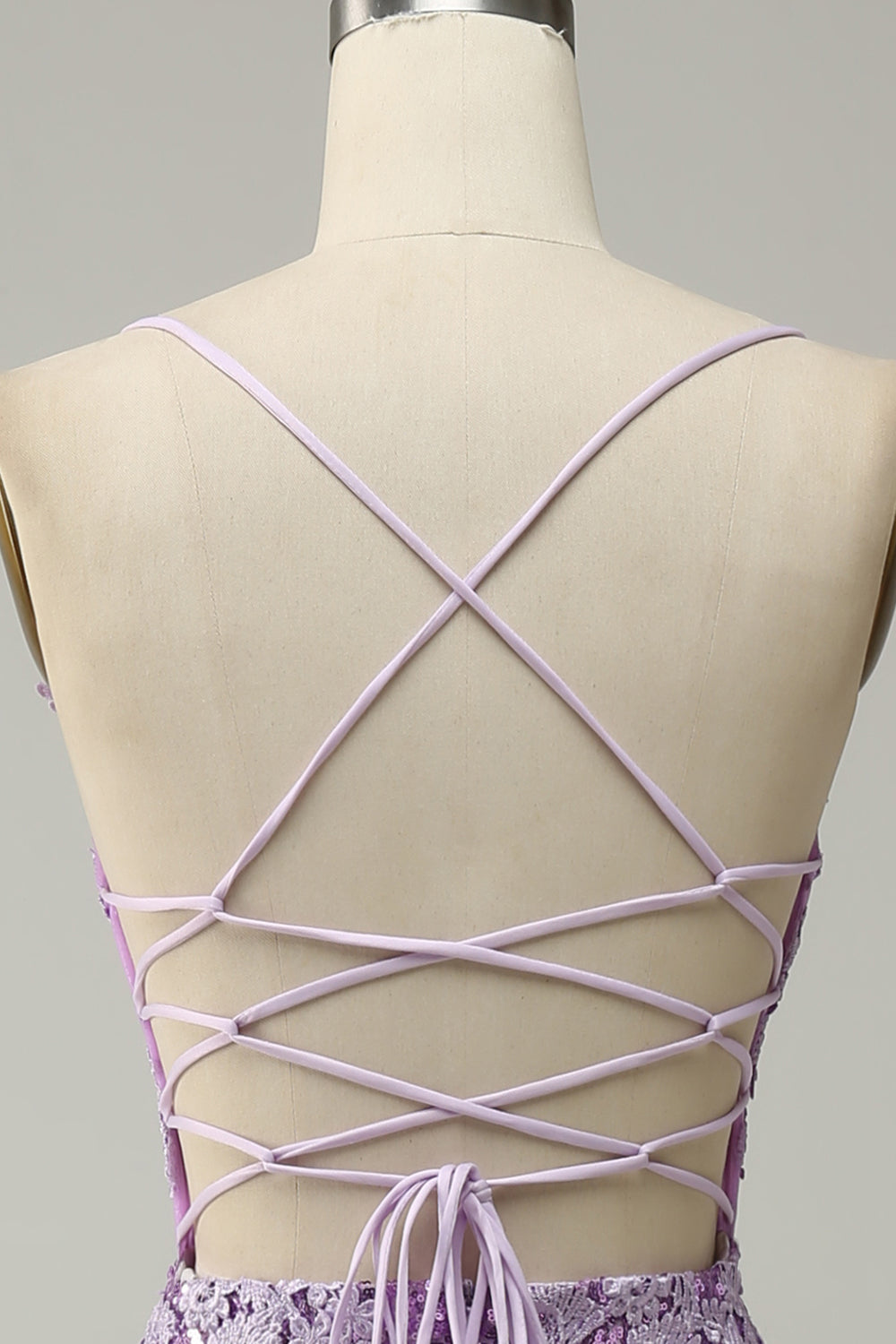 Sirena Tirantes de Espagueti Púrpura Vestido de Fiesta Con Apliques