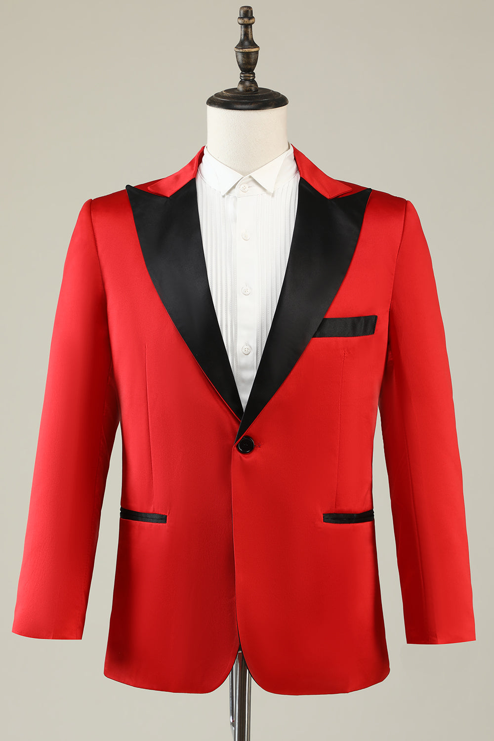 Blazer de baile rojo con muescas para hombres