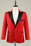 Blazer de baile rojo con muescas para hombres
