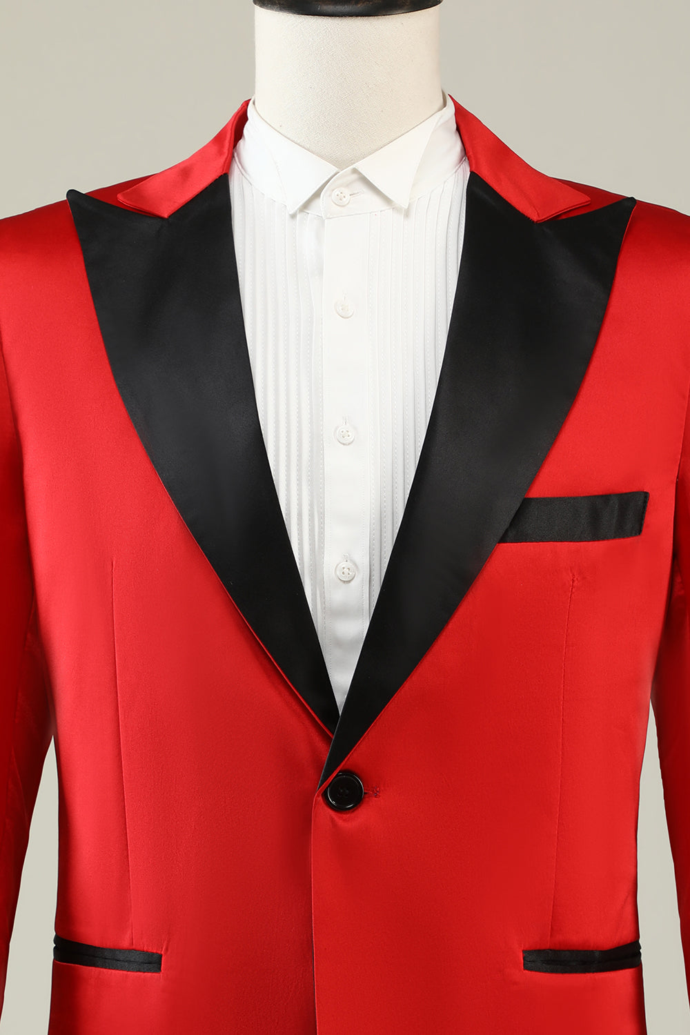 Blazer de baile rojo con muescas para hombres