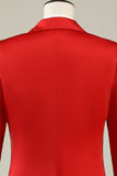 Blazer de baile rojo con muescas para hombres