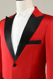 Blazer de baile rojo con muescas para hombres