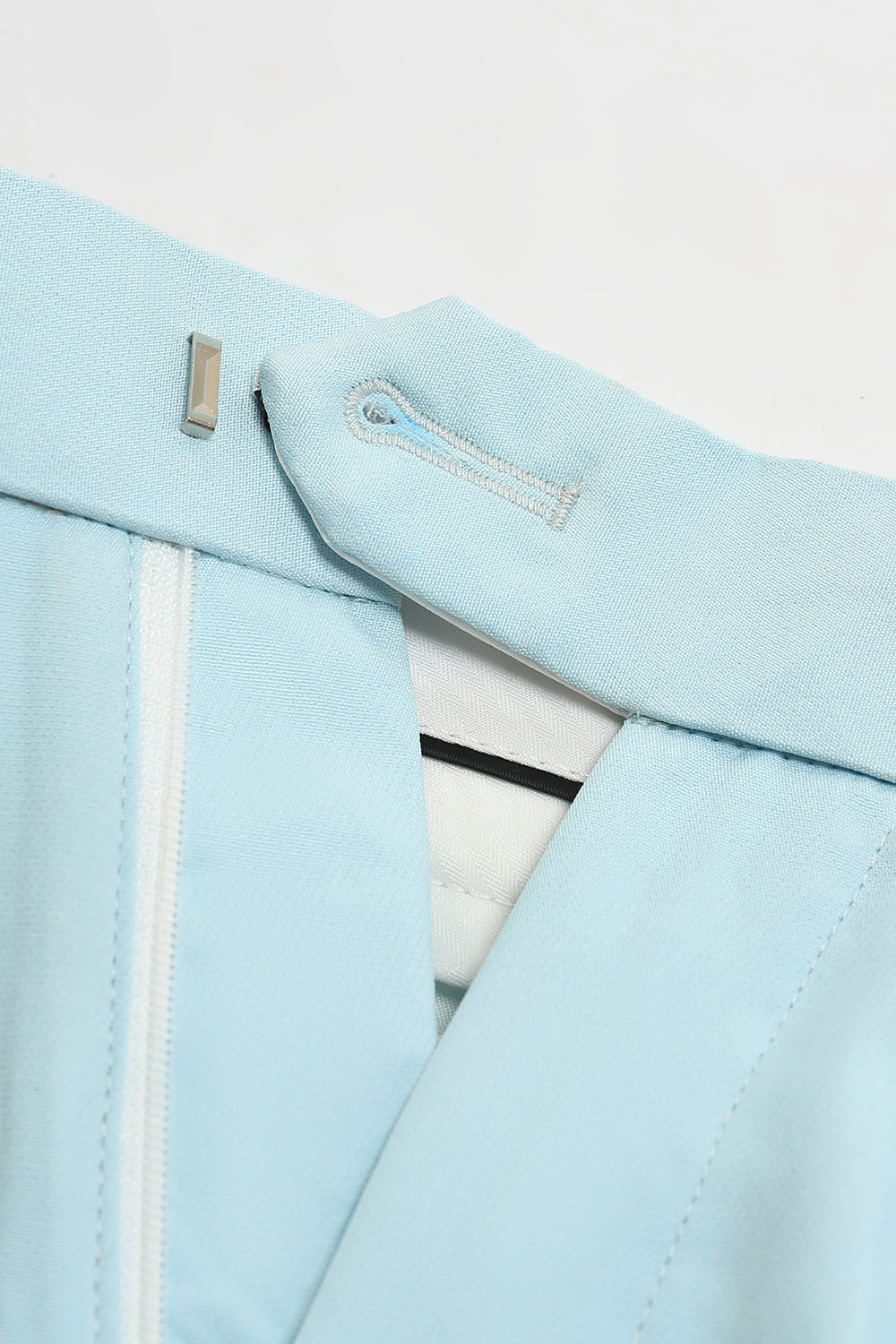 2 Piezas Azul Claro Solapa de Muescas Trajes de Fiesta