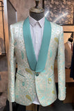 Chal verde claro solapa 3 piezas Trajes de fiesta para hombres